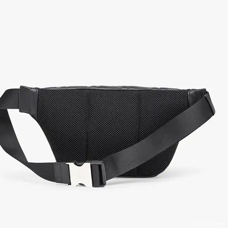 Vintage HOT Motif Belt FF Leather In Black Fendi Bag Nappa 0502